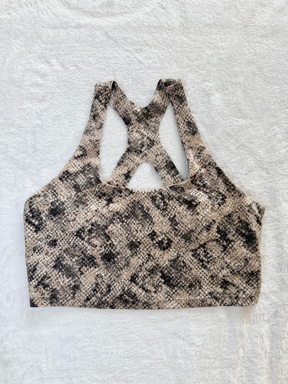GAP Fit Eclipse Medium Tank Top/Crop Top in Light Brown and Cream Snake Skin